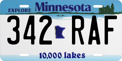 MN license plate 342RAF