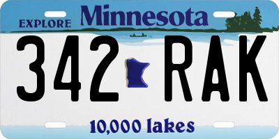 MN license plate 342RAK