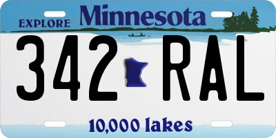 MN license plate 342RAL