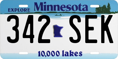 MN license plate 342SEK