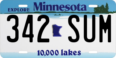 MN license plate 342SUM