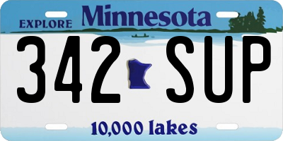 MN license plate 342SUP