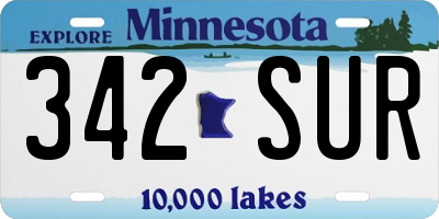 MN license plate 342SUR