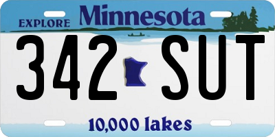 MN license plate 342SUT