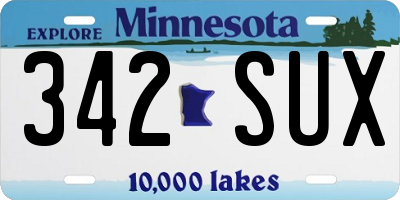 MN license plate 342SUX