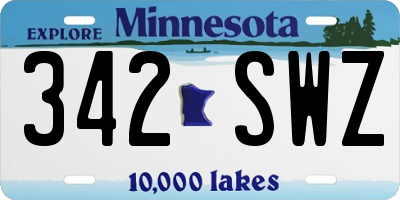 MN license plate 342SWZ