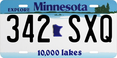 MN license plate 342SXQ
