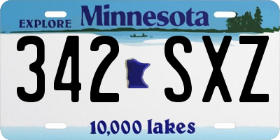 MN license plate 342SXZ