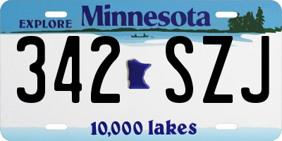 MN license plate 342SZJ