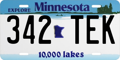 MN license plate 342TEK