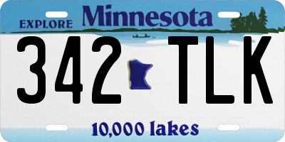 MN license plate 342TLK