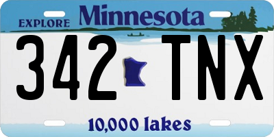 MN license plate 342TNX