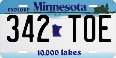 MN license plate 342TOE