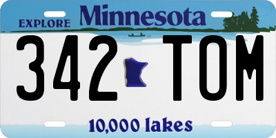 MN license plate 342TOM