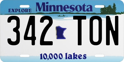 MN license plate 342TON