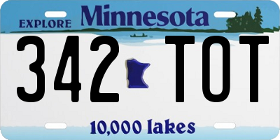 MN license plate 342TOT