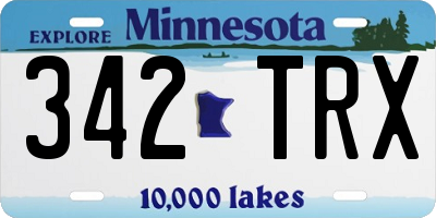 MN license plate 342TRX
