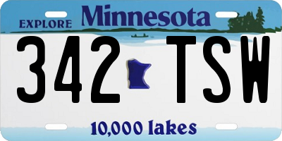 MN license plate 342TSW