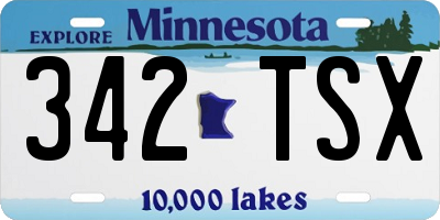 MN license plate 342TSX