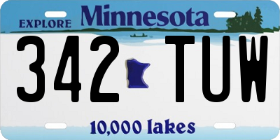 MN license plate 342TUW