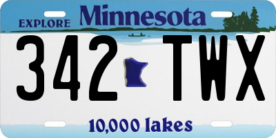 MN license plate 342TWX