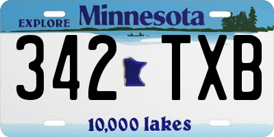MN license plate 342TXB