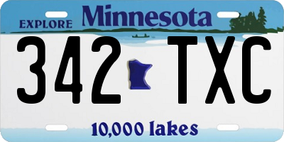 MN license plate 342TXC