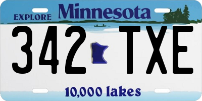 MN license plate 342TXE