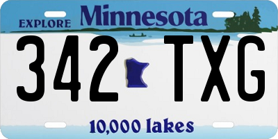 MN license plate 342TXG