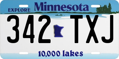 MN license plate 342TXJ