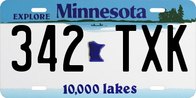 MN license plate 342TXK