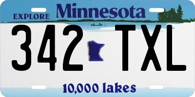 MN license plate 342TXL