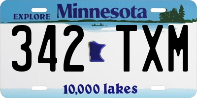 MN license plate 342TXM