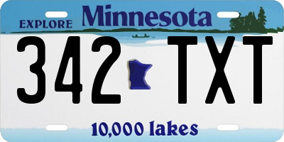 MN license plate 342TXT