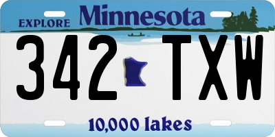 MN license plate 342TXW