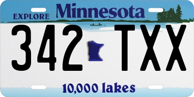 MN license plate 342TXX