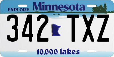 MN license plate 342TXZ