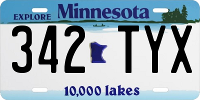 MN license plate 342TYX