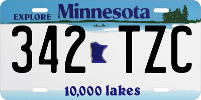 MN license plate 342TZC