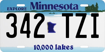 MN license plate 342TZI
