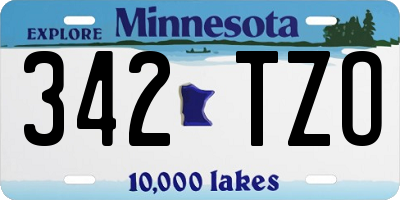 MN license plate 342TZO