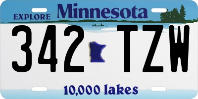 MN license plate 342TZW