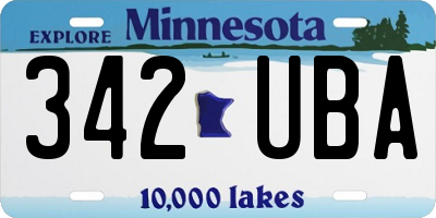 MN license plate 342UBA