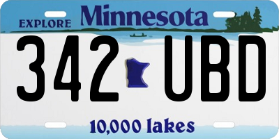 MN license plate 342UBD