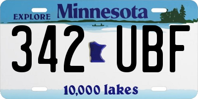 MN license plate 342UBF