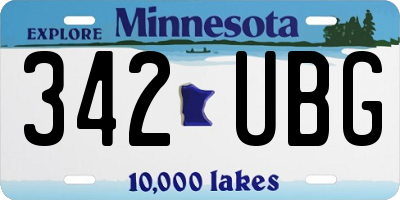 MN license plate 342UBG