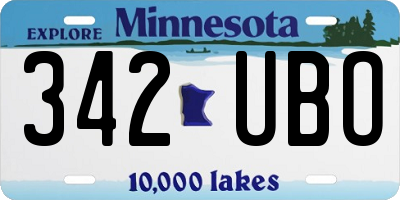 MN license plate 342UBO