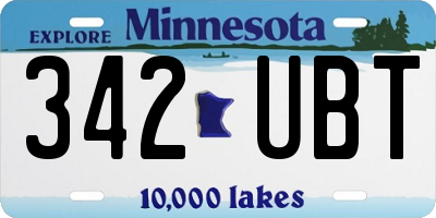 MN license plate 342UBT