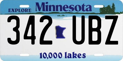 MN license plate 342UBZ