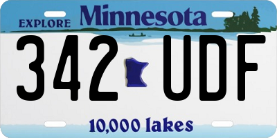 MN license plate 342UDF